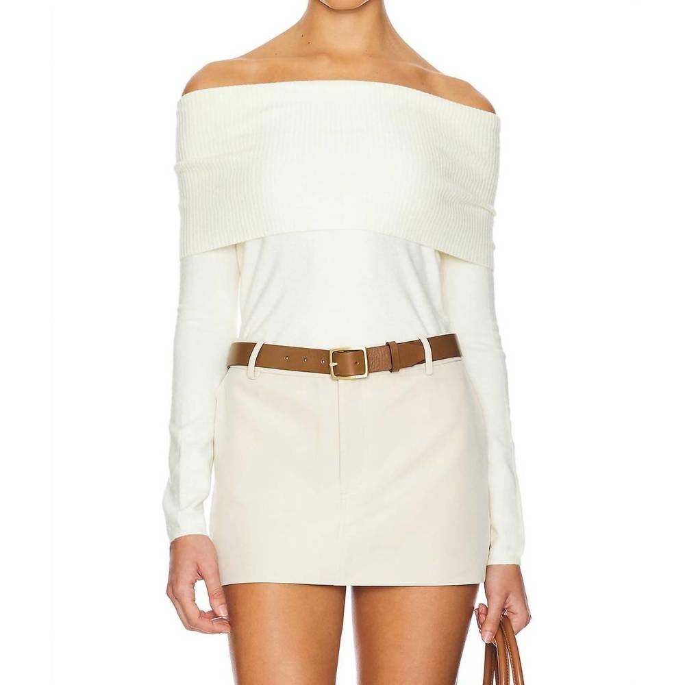 NEW JOHN + JENN damon off shoulder sweater in snowfall
